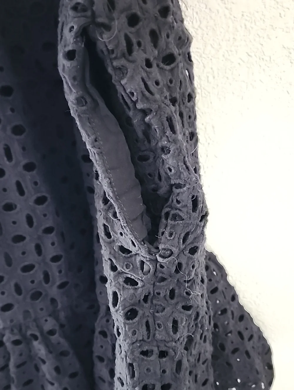 Anthropologie The Somerset Black Eyelet Mini-Dress V-Neck Tiered Lined Sz Large